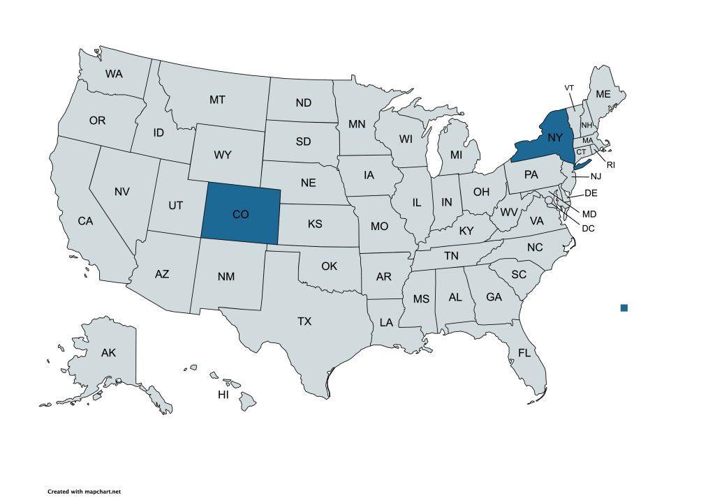 Colorado to New York auto transport route map