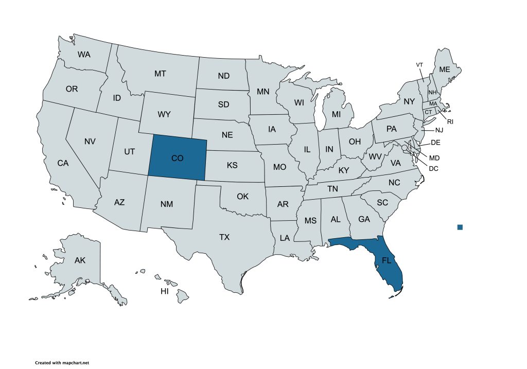 Colorado to Florida auto transport route map